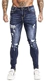 GINGTTO Jeans Herren Slim Fit Stretch Denim Hose Zerrissen Jeanshose Skinny Männer 34/30