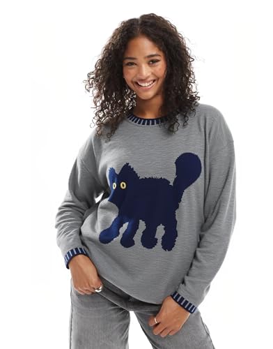 Image of Sweaters for Women Crewneck Long Sleeve Contrast Pullover Graphic Chic Stitch Style Sweater Pullover Jumper Tops