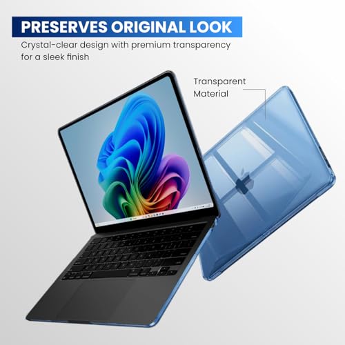 Image of Dyazo Hard Shell Case for MacBook Air 13.6 Inch 2022-2026 M2 A2681 M3 A3113 M4 A3240 M5 A3449 | Slim Protective Plastic Laptop Cover with Touch ID, Glossy Finish, Precise Fit & Heat Venting (Blue)