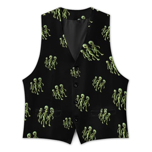 Walking Green Aliens Men's Suit Vest Casual Formal Dress Vests Business Waistcoat3