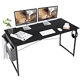 schreibtisch 140x70 weiß 【Stark und robust】 Einteiliger MDF-Desktop, Metallrahmen. Die Tischoberfläche ist wasserdicht und glatt und mit wunderschönem schwarzen Lack überzogen. Ein einfacher, stilvoller schwarzer Schreibtisch.