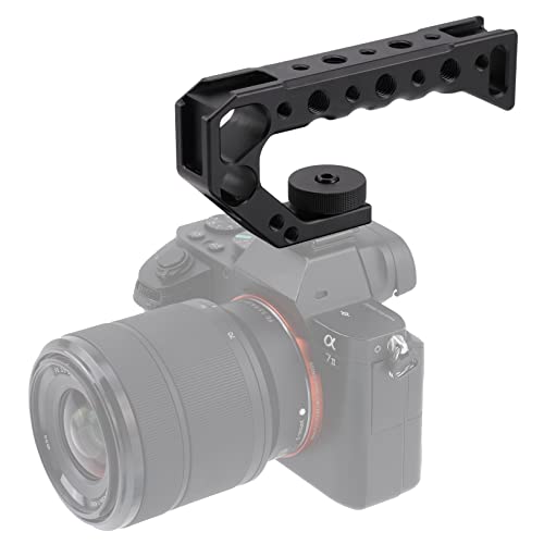 Fotga 5.5Inch Hot Shoe Top Handle Video Stabilizer For Dslr Mirrorless Camera Cage Microphone Minotor Evf With 1/4"-20 3/8"-16 Holes Cold Shoe Mount,A 15Mm Rod Hole #TOP13