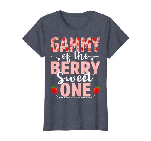 Gammy of The Berry Sweet One Birthday Strawberry Gammy T-Shirt, Women, Heather Blue, X-Large
