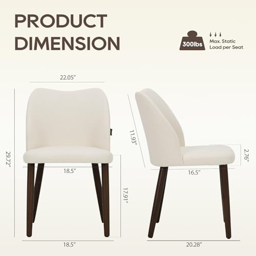 Image of Wooden Dining Chairs Set of 4, Upholstered Kitchen Dining Room Chair, Modern Fabric Farmhouse Dinner Chair for Restaurant & Cafe, Beige