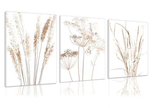 YFvrPt Juego de 3 cuadros botánicos amarillos para pared, minimalistas, botánicos, impresiones de hojas de plantas, lienzos, cuadros de pared, para sala de estar, dormitorio, baño, decoración de