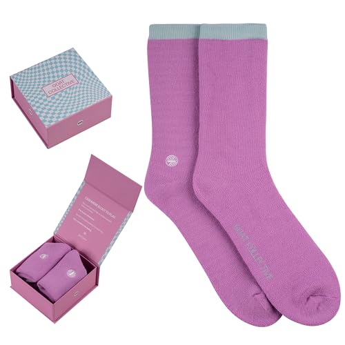 Goat Collective CASHMERE SOCKS GIFT BOXED SOFT CALF LENGTH & CREW SOCKS FOR WOMEN & MEN (Pink & Blue)