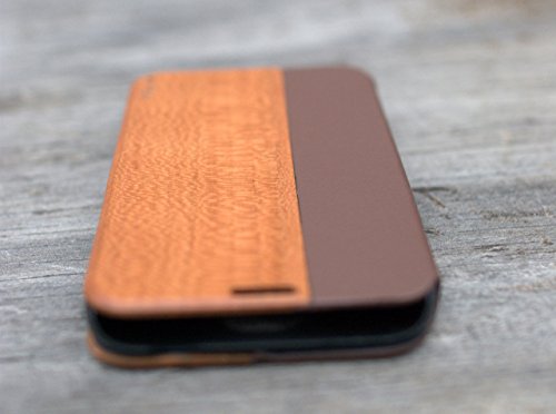 Handmade Natural Wood & Leather Phone Case For Samsung Galaxy S5 Sv 9600 I9600 (Light Brown & Lychee Brown Leather) #TOP6