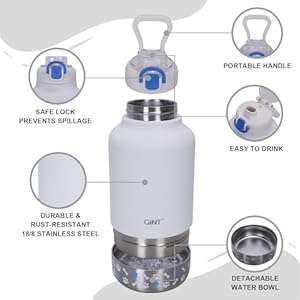 GiNT 37oz Dog Water Bottle, Insulated Dog Travel Water Bottle, Stainless Steel Human and Pet Water Bottle Dispenser Portable Water Bowl for Dogs with Carrying Case for Walking Dog Canteen Travel Kit GiNT 37oz Dog Water Bottle Insulated Dog Travel Water Bottle Stainless Steel Human and Pet Water Bottle Dispenser Portable Water Bowl for Dogs with Carrying Case for Walking Dog Canteen Travel Kit