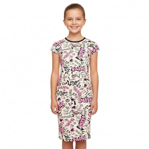 A2Z 4 Kids Girls Love Comic Graffiti Print Legging Skater Midi Dress Crop Top Skirt Age 2-13 Years