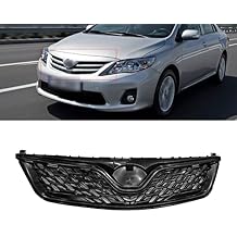 x xotic tech Black Front Upper Grille Cover Molding Compatible with 2011-2013 Toyota Corolla 4dr S L CE LE XLE Sedan