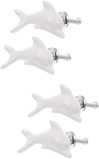 MARURY 4 pomos costeros con diseño de delfín y mar, para decoración del océano, para muebles de cocina, armario, armario (color: blanco)