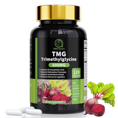 5% off - TMG Supplements - Trimethylglycine Capsules, Betaine Anhydrous 600mg, with Vitamin B6, VitaminB12 &...