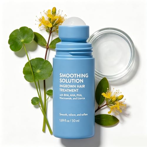 Image of Smoothing Solution Ingrown Hair Treatment - Roll On Serum for Razor Bumps, Bikini Line & Underarm Care, After Shave Soothing Formula for Women & Men, Daily Skin Comfort With BHA AHA PHA, Niacinamide