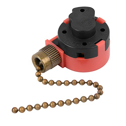 Image of ZE-268S1 Ceiling Fan Switch, 3 Speed 4 wire Pull Chain Switch Ceiling Fan Replacement Part Lamp Switch Appliances Accessories Compatible with Hunter Ceiling Fan Lights (Bronze Pull Chain)
