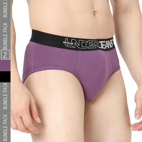 Image of Underjeans by Spykar Men Premium Pack of 2 Black-Purple Brief