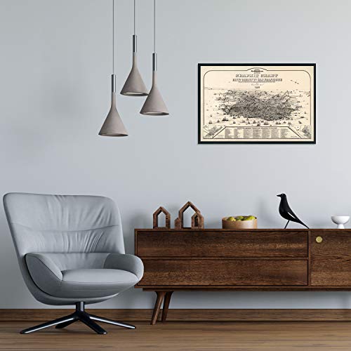 Historix Vintage 1875 Graphic Chart Of San Francisco Map Print With Index To Points Of Interest - 24X36 Inch Vintage Map Of Bay Area Poster - San Francisco Map Poster - San Francisco Map Art #TOP4