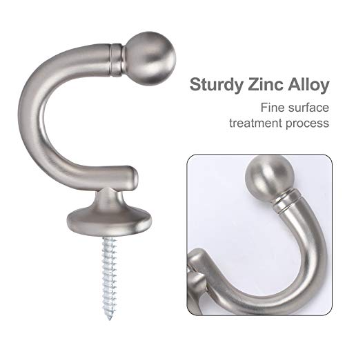 Senglida Curtain Tie-Backs Hook,Wall Mounted Drapery Tassel Holders, Zinc Alloy Window Drapery Holdback Wall Hooks Clothes Coat Towel Hanger Holder,4 Piece, Nickel #TOP2