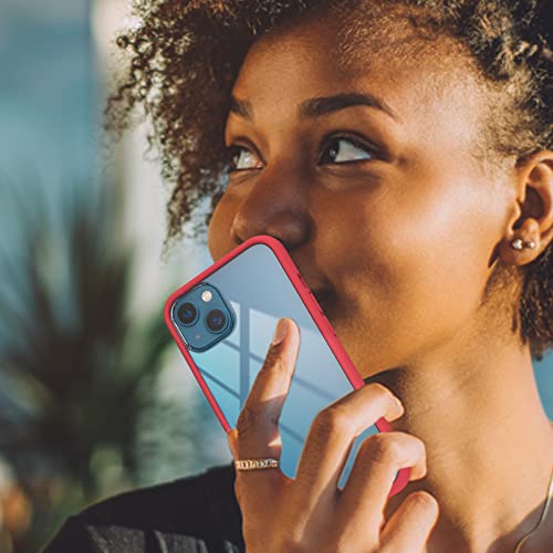 Arsunovo Compatible With Iphone 13 Mini Bumper Case 5.4 Inch, [Raised Edge Protection][Anti-Silp][Anti-Fingerprint] Soft Slim Protective Frame Bumper Cover Case Come With Hard Pc Backplate, Red #TOP6