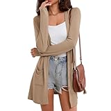 Witsmile Light Sweaters for Women Summer Button Down Cardigans for Women Dressy Beach Cover Up for Travel Outwear(Khaki, X-Large)