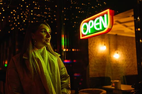 Open Sign By Element Lux - 49 Color Combinations - Neon Led Open Sign For Business Window - Bright Sign For Restaurant, Coffee, Bar, Spa W Remote - 16 X 7.5In #TOP2