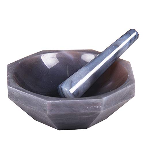 Hanchen 5" Agate Mortar 5 Inch and Pestle, OD=148mm, ID=120 mm