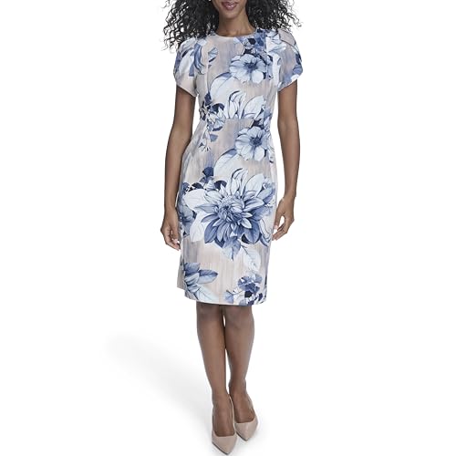 Image of Calvin Klein Tulip Sleeve Floral Sheath