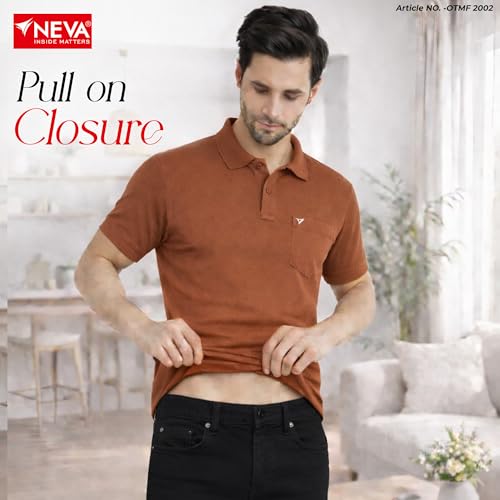 Image of NEVA Men's Regular Fit Half Sleeve Polo Neck T-Shirt with Chest Pocket