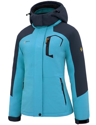 GEMYSE Women's Mountain Waterproof Ski Snow Jacket Winter Windproof Rain Jacket (Acid Blue, Medium)