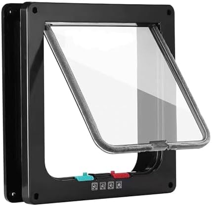 Tibeoyad Katzenklappe, 4 Wege Magnet-Verschluss Haustierklappe, Einfache Installation Katzentür Haustiertür in Wand, Holztür, Upvc innentür, Ziegelwände, Holztüren (Schwarz, XL-25x