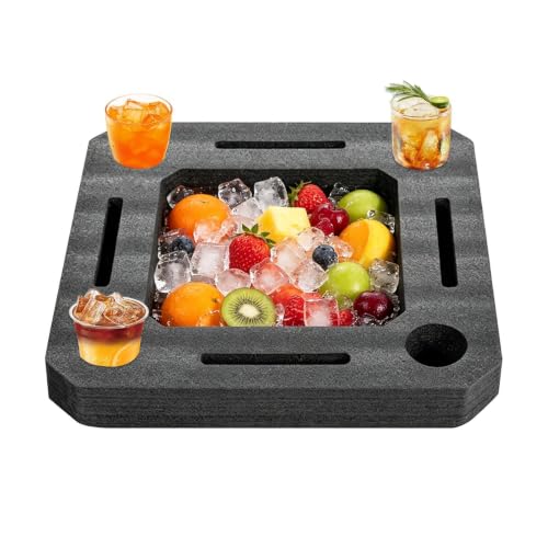 Soporte flotante para bebidas y bandeja de servicio para piscina y playa