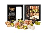 mughe gourmet - delizia turca con pistacchi sultan - elegante scatola regalo di lusso - lokum pistacchio, arancia, nocciola e mandorle - 350g/16pz -halal e vegetariano- perfetta per compleanni, natale