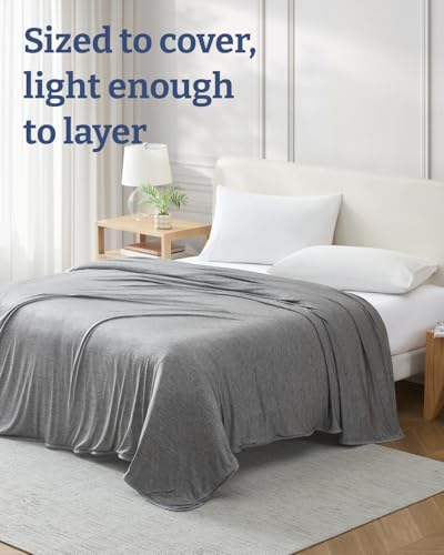 Image of Cooling Blanket for Hot Sleepers - Cold Blanket Throw Size - Double-Sided, Ultra Cool for Summer, Night Sweats & All Seasons - Soft, Lightweight & Breathable for Bed or Couch - Dark Grey, 50 inch x 60 inch