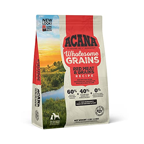 Acana Wholesome Grains Dry Dog Food, Red Meat and Grains, Beef, Pork, and Lamb, Gluten Free, 4lb