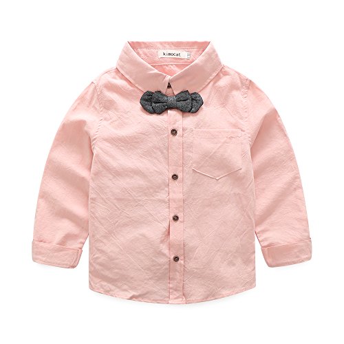 Kimocat Boys 3Pcs Clothing Sets Cotton Long Sleeve Bowtie Shirts +Vest +Pants Casual Suit (3T) #TOP1