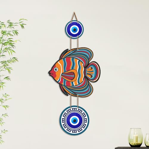 Image of Artvibes Vastu Fish Evil Eye Wall Decor for Main Door | Lucky Fish MDF Wall Hanging Art | Positive Energy Accent for Living Room | Hallway | Office | Bedroom | Wall Art Gift (WH 8533N)