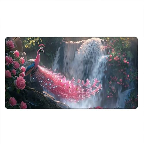 Alfombrilla Ratón XXL Alfombrilla Escritorio 700x300mm Mouse Pad Mejora la Precisión y la Velocidad con Base de Goma Antideslizante y Bordes Cosidos Duradera Cómoda, Juegos (GorrióN Rosa) xR8-163
