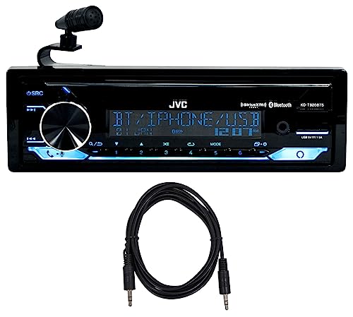 Audiosavings Bundle: JVC KD-T920BTS Car Stereo CD Receiver Bluetooth/USB/XM Ready/Alexa/13-Band EQ Bundle with Rockville TS1224 6 Foot 3.5MM to 3.5MM Aux Cable - 100% Copper (2 Items)