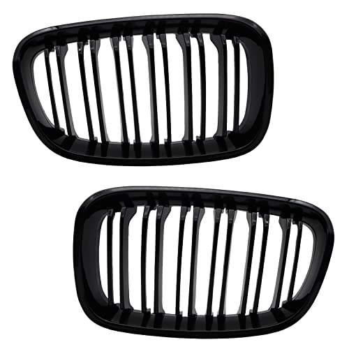 TOPTHAN Grille avant pour les reins BMW 1 Series F20 F21 2011 2012 2013 2014 NIERE Noir brillant refroidisseur avant double côtes gauche droite Cover