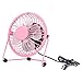 Mini Ventilatore USB Portatile Silenzioso Lama in Alluminio da Tavolo Ventilatori Artigianali in Ferro(Rosa)