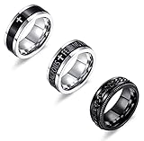 Jstyle 3Pcs Stainless Steel Fidget Rings for Mens Women Cool Chain Spinner Band Ring Set for Wedding Promise Stress Relieving 8MM Wide 13