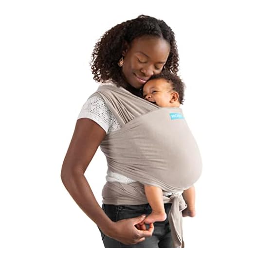 Moby Baby Wrap Carrier Element for Newborns to Toddlers (8-33lbs), Infant Sling Carrier, Ultra Lightweight & Hands Free Design, Adjustable for All Body Types (Taupe)