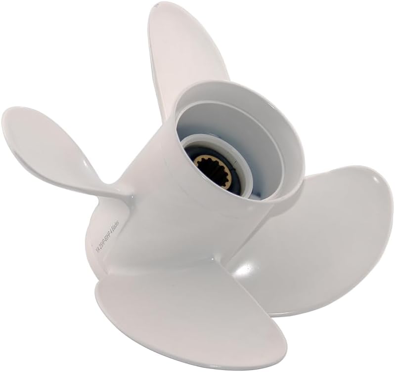 Outboard Propeller 4 Blades 10.6x11 10.6x12 10.3x13 10.1x14 10.1x15, 13 Splines, Aluminum Boat Prop compatible with Yamaha T25 F30 40hp 48hp 50hp F50 55hp 60hp F60 Engines, 3.50" Gearcase Motor, RH