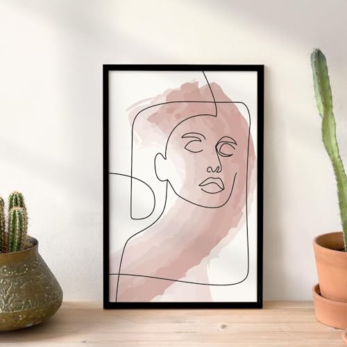 Image of Ritwika's Abstract Wall Art Of Outline Of Women Portrait Painting With Frame | Perfect For Home and Office Decor | With Glass, Size 13.5 inch x 19.5 Inch, Set of 1 (03 - WOMEN)
