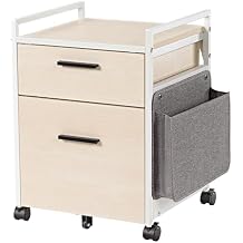 EUREKA ERGONOMIC 2 Drawer Mobile File Cabinet with Wheels, Solid Wood Rolling Storage Cabinet for Home Office, Space-Saving Under Desk Organization with Printer Stand,White