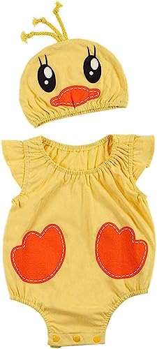 てんとう虫 アヒル パンダ 蜂 恐竜 カバーオール 着ぐるみ キッズ 服 ハット付き 赤ちゃん ハロウィン 衣装 コスチューム ボディースーツ (蜂, 90)