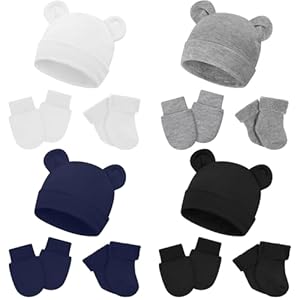 Cuffbow 4 Pcs Preemie Hats Mittens ...