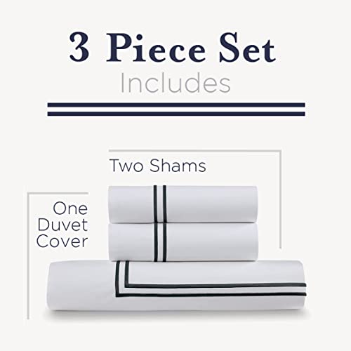 Ella Jayne Home - Luxury 3 Piece Duvet Cover Set With Satin Stitch Details, 100% Cotton, Breathable And Light-Weight Fabric, Button Closure & Corner Ties - King/California King Size - Black #TOP1