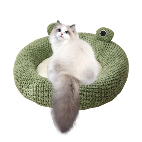 Pet Cuddle Zone- Nettes Katzenbett | Peekaboo Cat Cave, Cartoon rutschfest, waschbare Hundebetten, Plüschhöhle, Betten Wasserdicht, Froschaugen Design für Katzen, Kleine Hunde