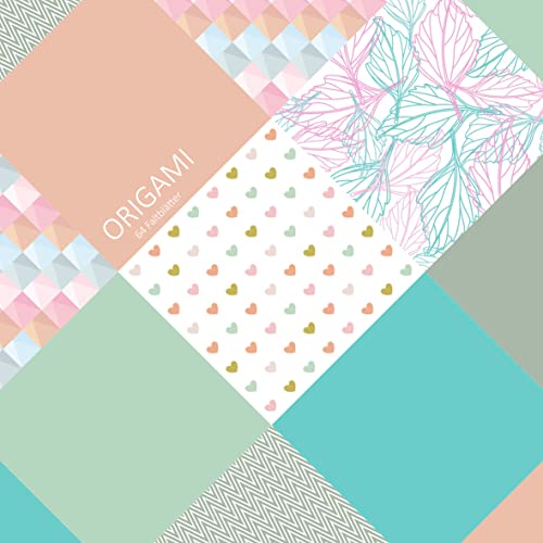 Origami Papier Faltblätter Muster | 64 Blatt | 15 x 15 cm | verschiedene Motive und Farben | beidseitig bedruckt zum Basteln und Falten | 90g/qm Papier Bilderdruck matt | Set „Muster“ Cover