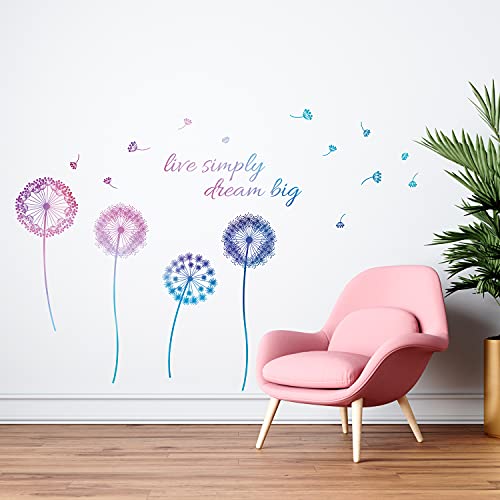 Walplus Spring Decoration Wall Stickers Watercolor Dandelion Live Simply Removable Self Adhesive Mural Art Decals Vinyl Home Decoration Diy Living Bedroom Decor Wallpaper Kids Room Gift #TOP26